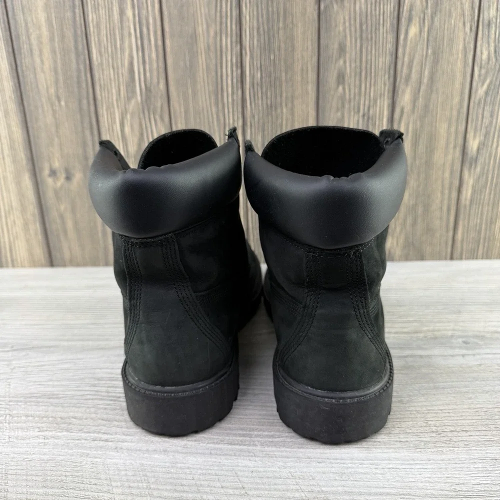 Timberland Junior Size 7 Boots 6-Inch Premium Waterproof Black Nubuck 12907